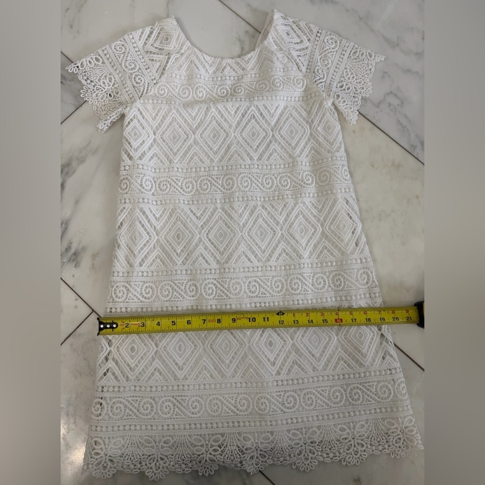 Madewell Women’s 0 or XS White Lace over lining short sleeve crewneck mini dress - Picture 7 of 9